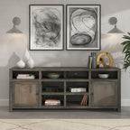 Bridgevine Home Joshua Creek 84 inch TV Stand Console for TVs up to 95 inches, No Assembly Required, Barnwood Finish