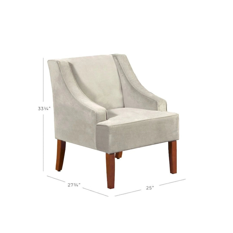 Porch & Den Lyric Dove Grey Velvet Swoop Arm Accent Chair