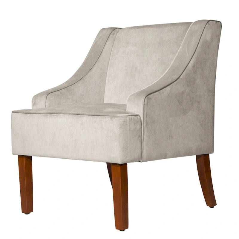 Porch & Den Lyric Dove Grey Velvet Swoop Arm Accent Chair