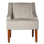 Porch & Den Lyric Dove Grey Velvet Swoop Arm Accent Chair