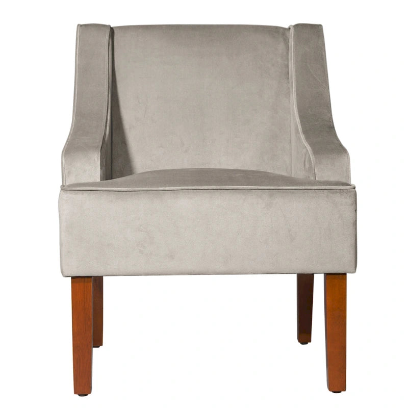 Porch & Den Lyric Dove Grey Velvet Swoop Arm Accent Chair
