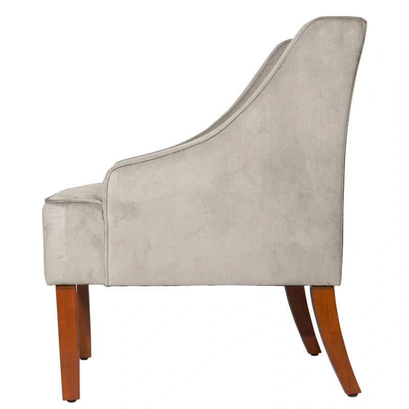 Porch & Den Lyric Dove Grey Velvet Swoop Arm Accent Chair