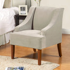 Porch & Den Lyric Dove Grey Velvet Swoop Arm Accent Chair