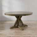 Furniture of America Dice Rustic Oak 54-inch Round Wood Dining Table