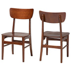 Netherlands Mid-century Modern Scandinavian Style Dark Walnut Bent Wood Dining Side Chair (Set of 2)