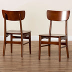 Netherlands Mid-century Modern Scandinavian Style Dark Walnut Bent Wood Dining Side Chair (Set of 2)