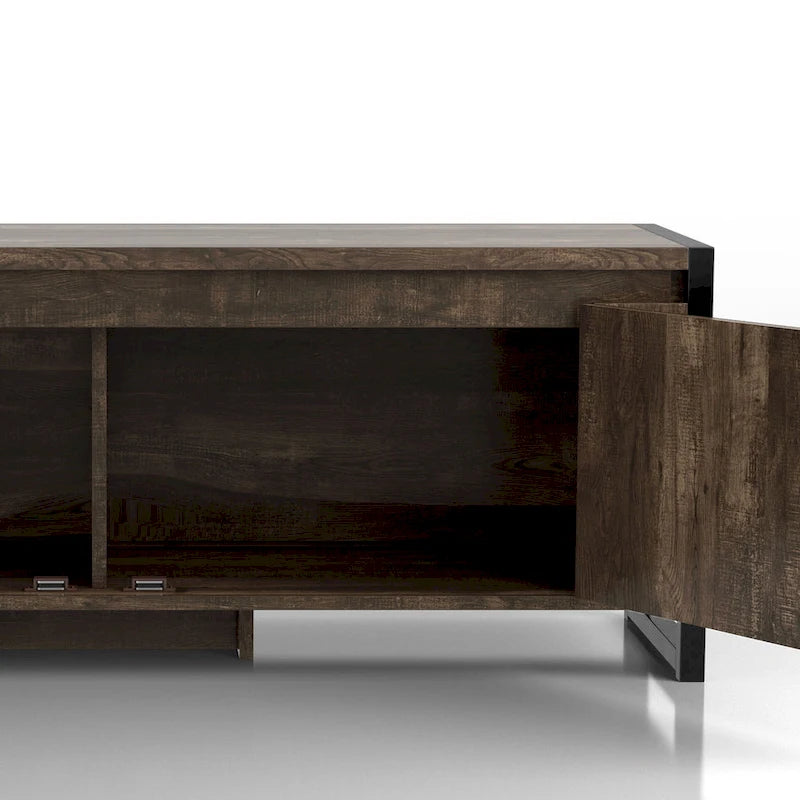 DH BASIC Industrial Oak 49-inch Iron Legs Storage Bench by Denhour