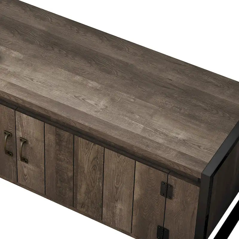 DH BASIC Industrial Oak 49-inch Iron Legs Storage Bench by Denhour