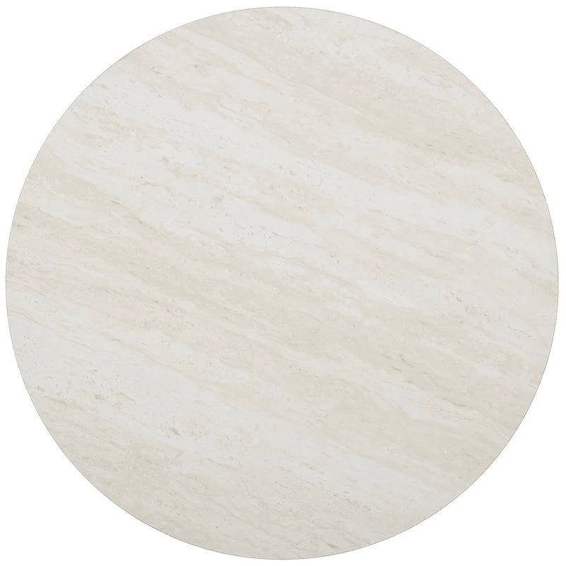 SEI Furniture Henderson Modern Faux Marble Round Side Table with Gold Geometric Base