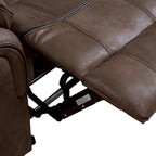 Verne Brown Manual Microsuede Reclining Sofa with Flip Down Cup Holders