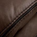 Verne Brown Manual Microsuede Reclining Sofa with Flip Down Cup Holders