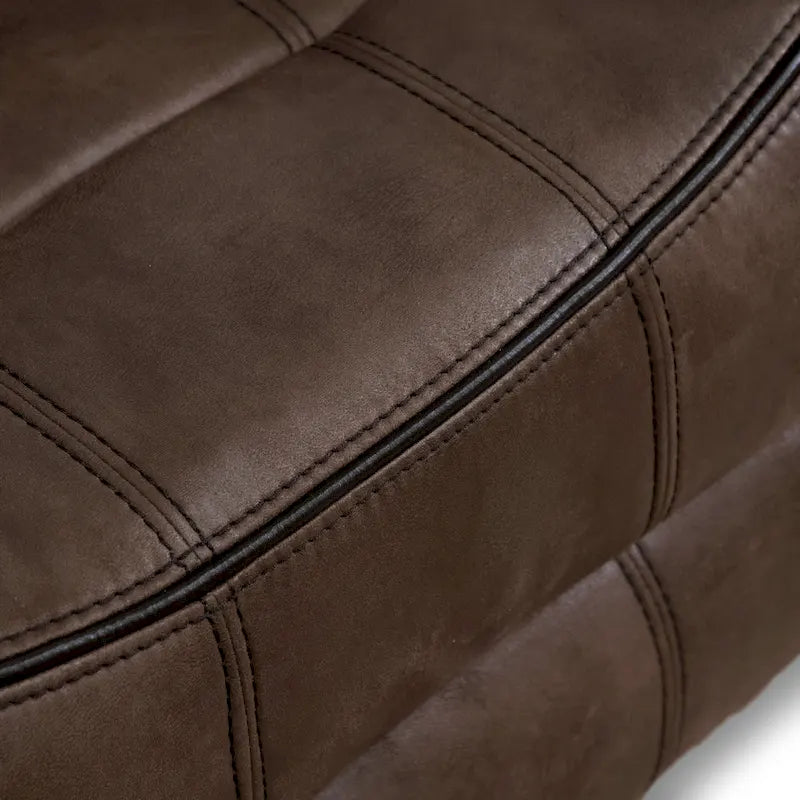 Verne Brown Manual Microsuede Reclining Sofa with Flip Down Cup Holders