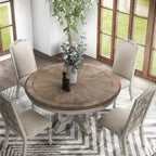 Caelum Farmhouse White Solid Wood 5-Piece Round Dining Set by The Gray Barn