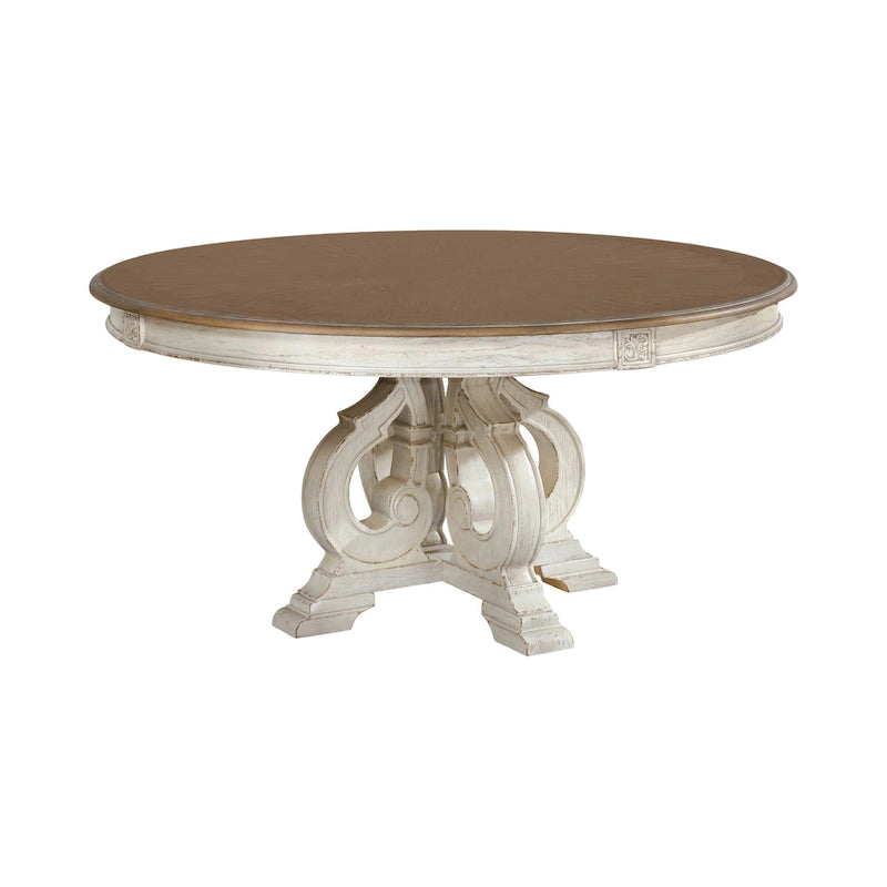Caelum Farmhouse White Solid Wood 5-Piece Round Dining Set by The Gray Barn