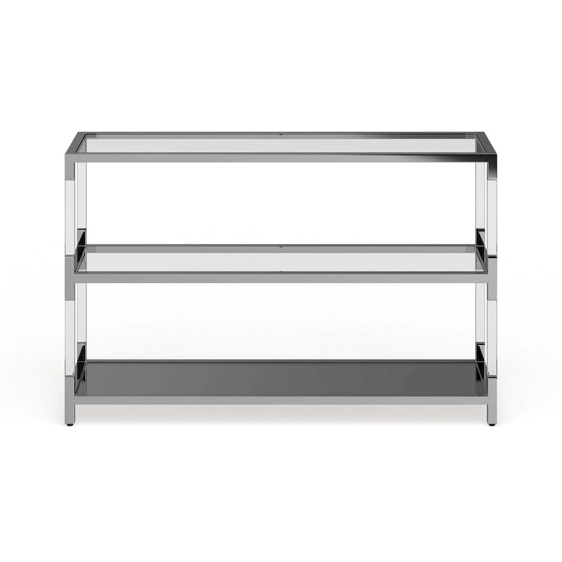 Fald Contemporary Chrome 48-inch Glass 2-Shelf Sofa Table by Furniture of America