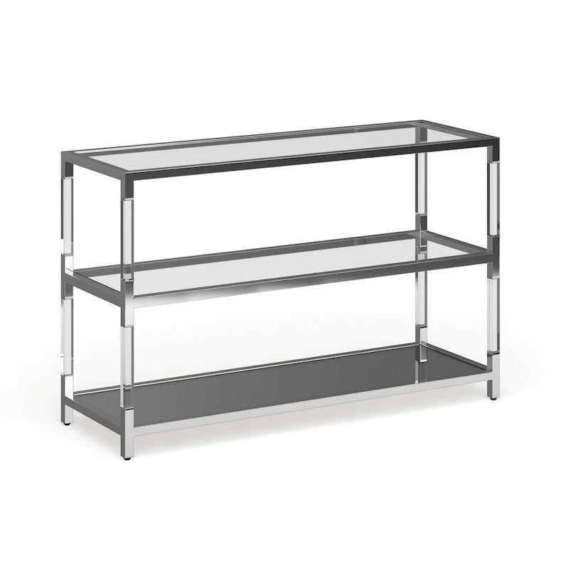 Fald Contemporary Chrome 48-inch Glass 2-Shelf Sofa Table by Furniture of America