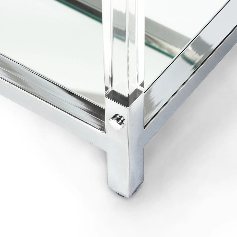 Fald Contemporary Chrome 48-inch Glass 2-Shelf Sofa Table by Furniture of America