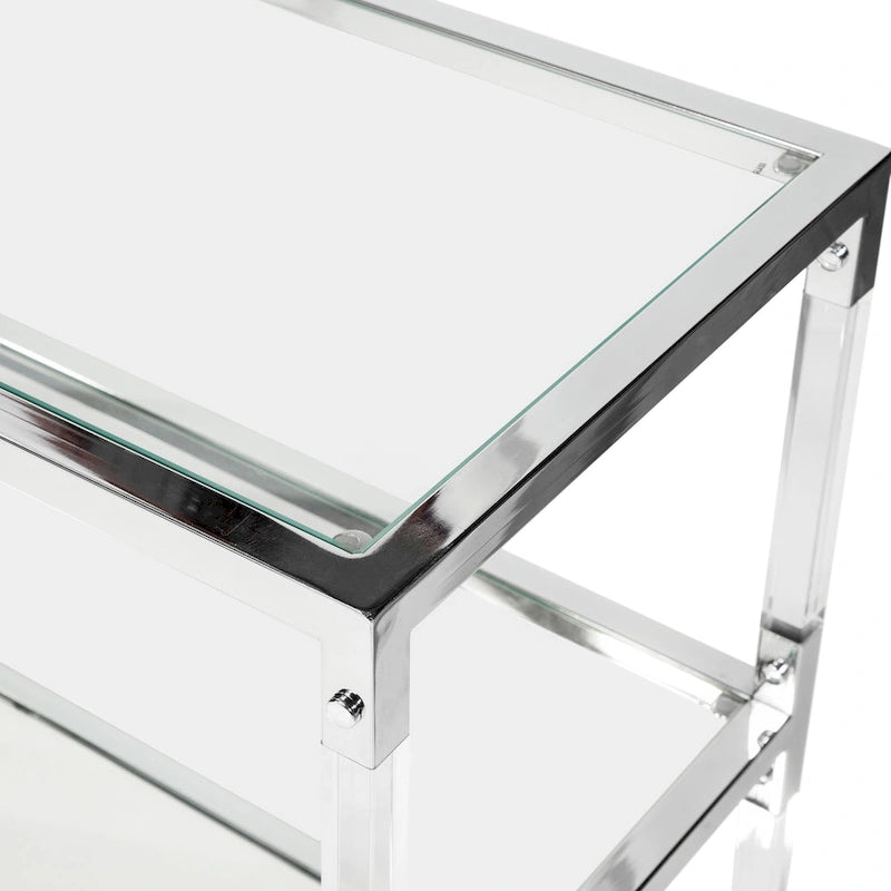 Fald Contemporary Chrome 48-inch Glass 2-Shelf Sofa Table by Furniture of America