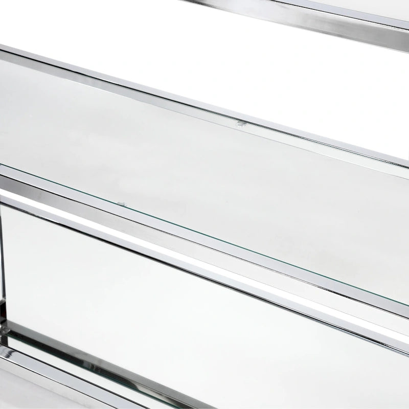 Fald Contemporary Chrome 48-inch Glass 2-Shelf Sofa Table by Furniture of America