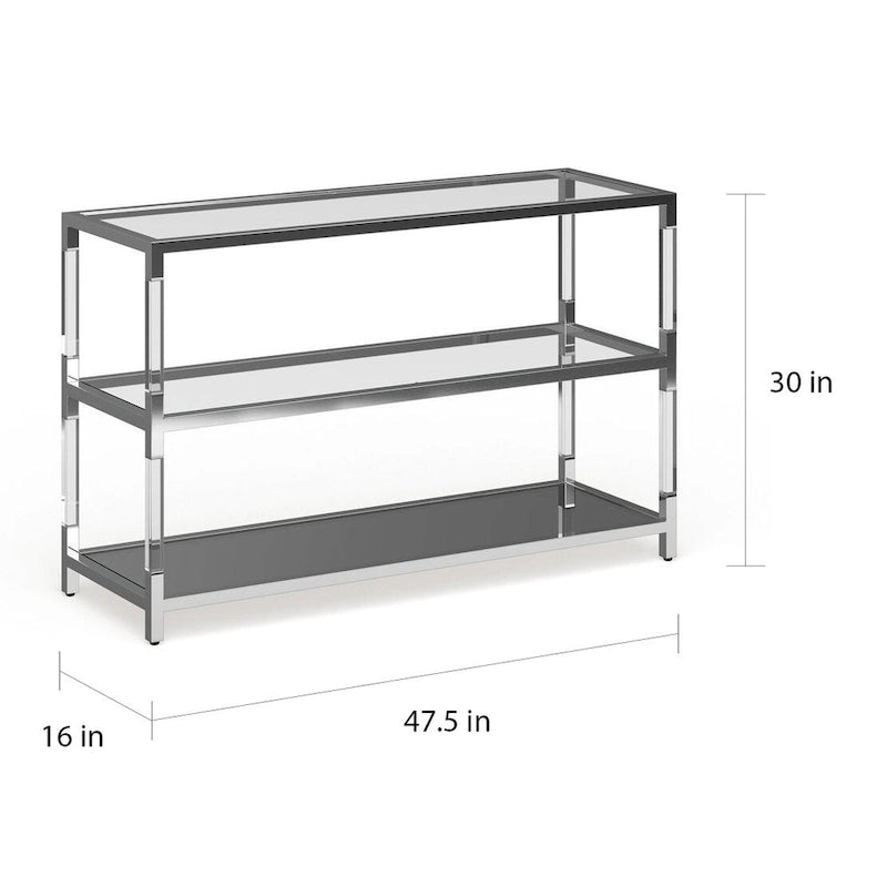 Fald Contemporary Chrome 48-inch Glass 2-Shelf Sofa Table by Furniture of America