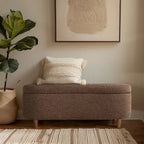 INK+IVY Bailey Taupe Boucle Flip Top Storage Bench