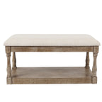 Upholstered Beige Linen Entryway and Bedroom Bench - 17.75 H x 35.5 W x 15.75 D