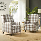 Damaris Mid-Century Modern Manual Pushback Recliner with Wingback Design Set of 2 by HULALA HOME