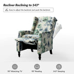 Damaris Mid-Century Modern Manual Pushback Recliner with Wingback Design Set of 2 by HULALA HOME