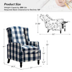 Damaris Mid-Century Modern Manual Pushback Recliner with Wingback Design Set of 2 by HULALA HOME