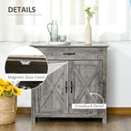 HOMCOM 32 Farmhouse Barn Door Style Sideboard Cabinet,Buffet Storage Cabinet Coffee Bar for Living Room or Entryway