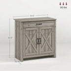 HOMCOM 32 Farmhouse Barn Door Style Sideboard Cabinet,Buffet Storage Cabinet Coffee Bar for Living Room or Entryway