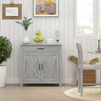 HOMCOM 32 Farmhouse Barn Door Style Sideboard Cabinet,Buffet Storage Cabinet Coffee Bar for Living Room or Entryway