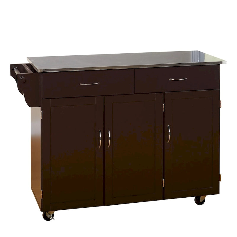 Simple Living Addie Rolling Kitchen Cart with Stainless Steel Top