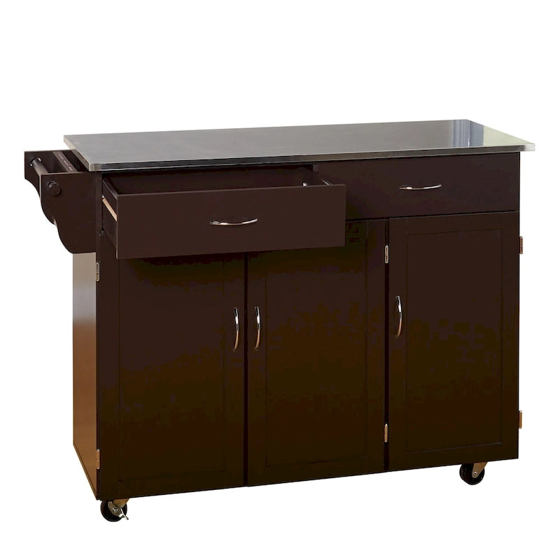 Simple Living Addie Rolling Kitchen Cart with Stainless Steel Top