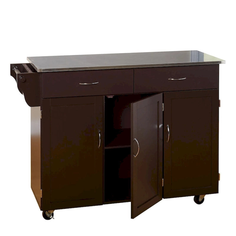 Simple Living Addie Rolling Kitchen Cart with Stainless Steel Top