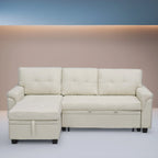 Modern Reversible Convertible Sleeper Sectional Sofa Bed - L-Shape with Storage Chaise, Wide Armrest and Durable Legs
