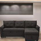 Modern Reversible Convertible Sleeper Sectional Sofa Bed - L-Shape with Storage Chaise, Wide Armrest and Durable Legs