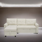 Modern Reversible Convertible Sleeper Sectional Sofa Bed - L-Shape with Storage Chaise, Wide Armrest and Durable Legs