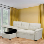 Modern Reversible Convertible Sleeper Sectional Sofa Bed - L-Shape with Storage Chaise, Wide Armrest and Durable Legs