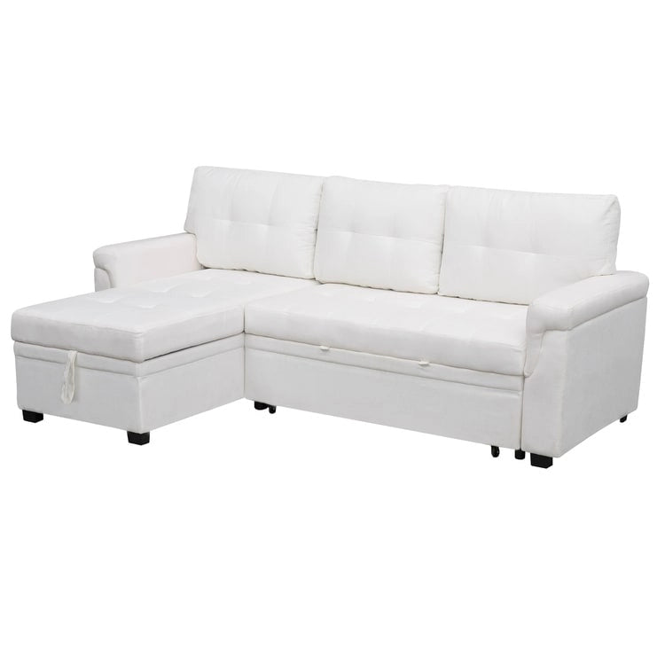 Modern Reversible Convertible Sleeper Sectional Sofa Bed - L-Shape with Storage Chaise, Wide Armrest and Durable Legs