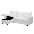 Modern Reversible Convertible Sleeper Sectional Sofa Bed - L-Shape with Storage Chaise, Wide Armrest and Durable Legs