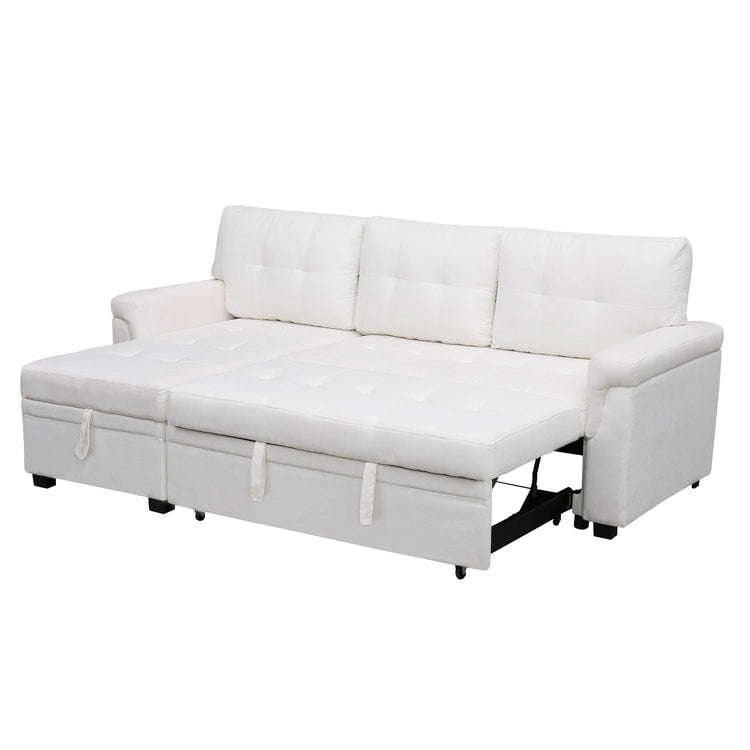Modern Reversible Convertible Sleeper Sectional Sofa Bed - L-Shape with Storage Chaise, Wide Armrest and Durable Legs