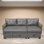 Modern Reversible Convertible Sleeper Sectional Sofa Bed - L-Shape with Storage Chaise, Wide Armrest and Durable Legs