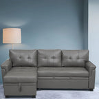 Modern Reversible Convertible Sleeper Sectional Sofa Bed - L-Shape with Storage Chaise, Wide Armrest and Durable Legs