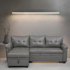 Modern Reversible Convertible Sleeper Sectional Sofa Bed - L-Shape with Storage Chaise, Wide Armrest and Durable Legs