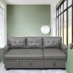 Modern Reversible Convertible Sleeper Sectional Sofa Bed - L-Shape with Storage Chaise, Wide Armrest and Durable Legs