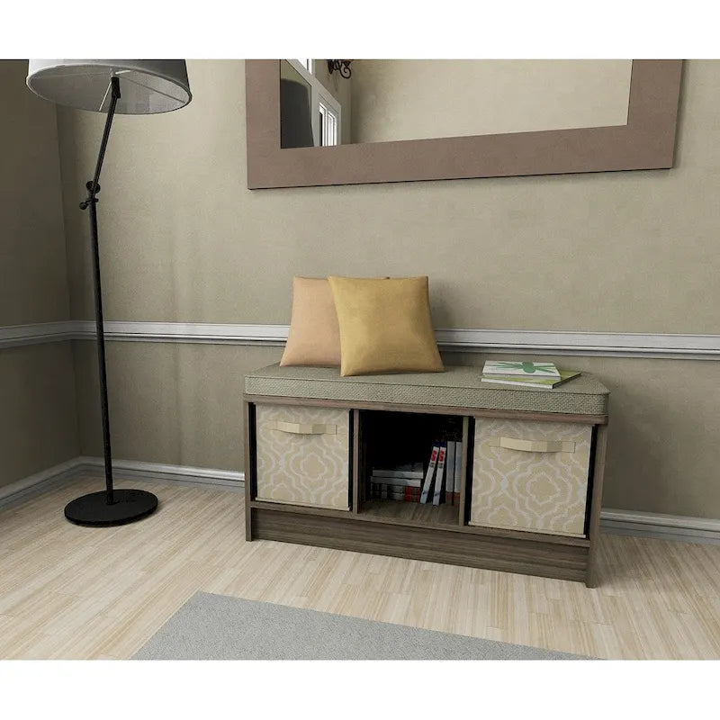 Porch & Den Southbrook 3-cube Storage Bench w/ Grey Cushion
