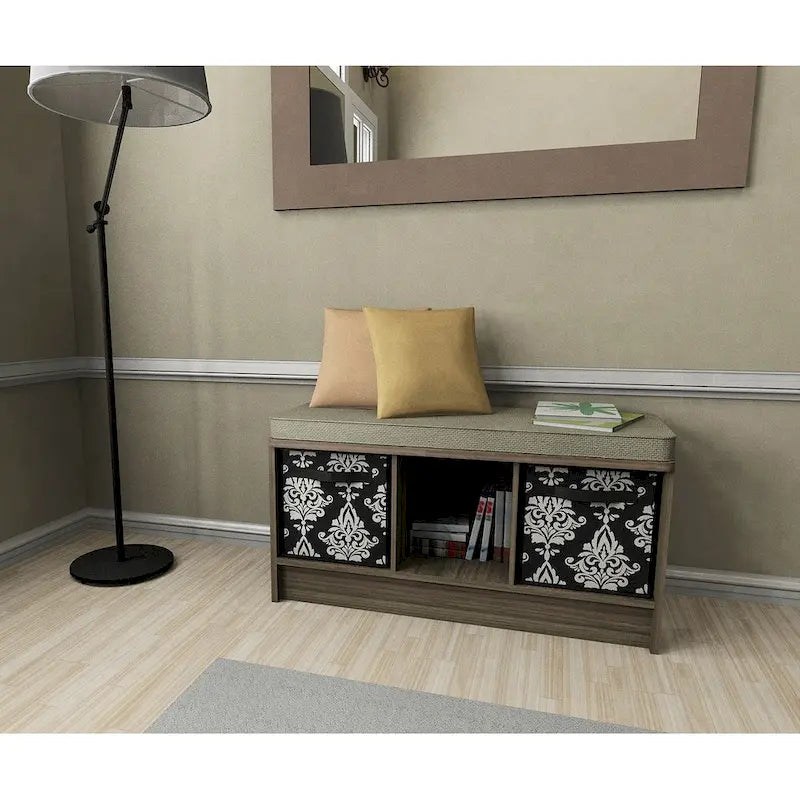 Porch & Den Southbrook 3-cube Storage Bench w/ Grey Cushion