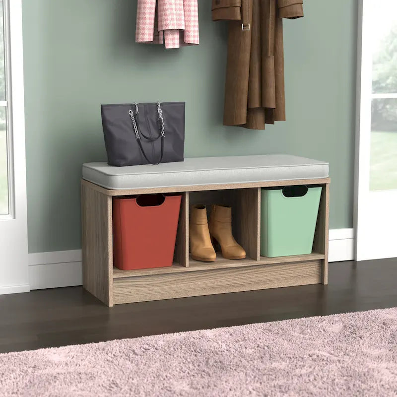 Porch & Den Southbrook 3-cube Storage Bench w/ Grey Cushion
