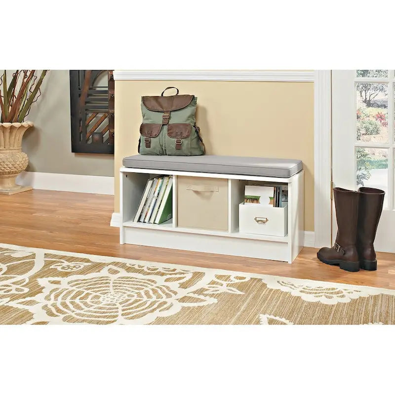 Porch & Den Southbrook 3-cube Storage Bench w/ Grey Cushion